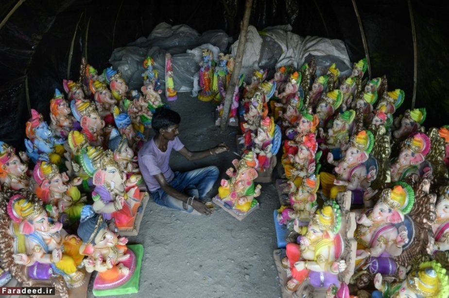 ساخت مجسمه در کارگاهی کوچک در هند