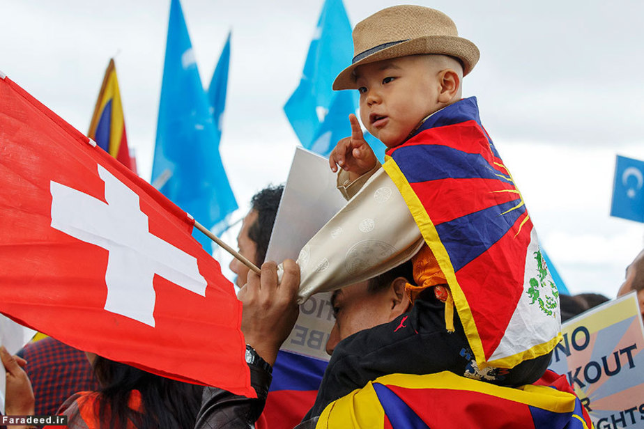 اعتراض تبتی‌ها مقابل مقر سازمان ملل در ژنو