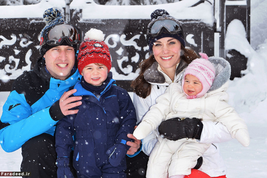 اسکی خانواده سلطنتی انگیس در کوه‌های آلپ