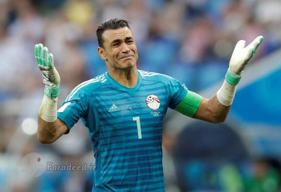 دروازه بان تیم مصر Essam El-Hadary در جام جهانی 2018 در مقابل عربستان سعودی. 25 ژوئن، 2018.