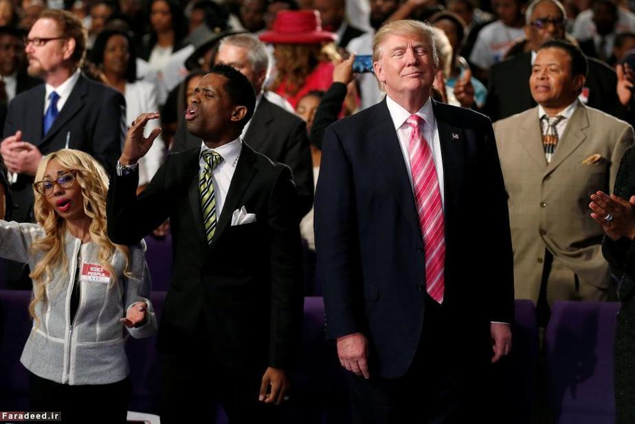 دونالد ترامپ در کلیسا؛ دیترویت، میشیگان