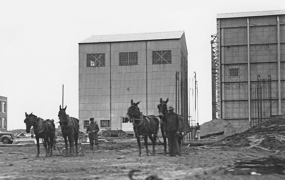 پیشرفت ساخت و ساز تونل فشار شماره 19 در مرکز تحقیقات لانگلی در تاریخ 16 مارس 1937.