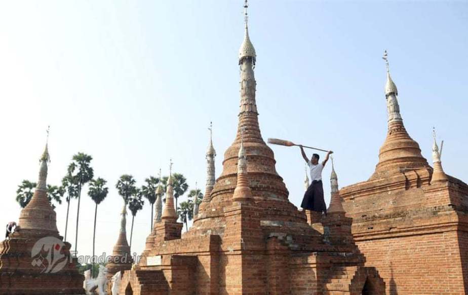 تمیز کردن اماکن مذهبی در میانمار