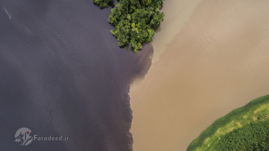 Tortuguero یکی از دورافتاده ترین پارک های ملی کاستاریکا بدون ماشین، ترافیک و هر نوع آلودگی. در این تصویر تفاوت رنگ در رودخانه را مشاهده می کنید.