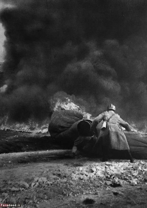 بالنی که بر اثر حمله آلمان ها آتش گرفته است. سال 1916